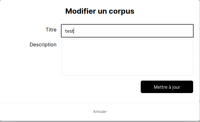 Corpus information editing form