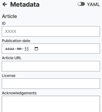 Metadata pane